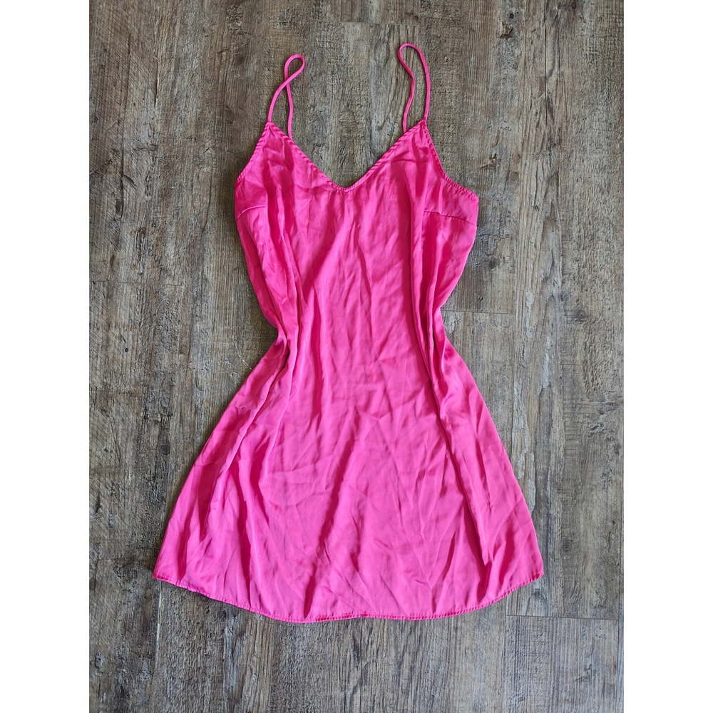 Women's Satin Lingerie Slip V Neck Size XXL hot Pink Comfy Loungewear